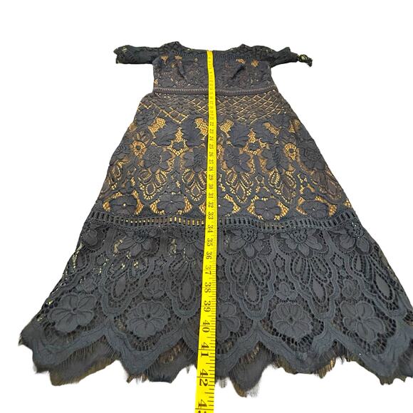 Tadashi Shoji Navy Suma Lace Dress - Size 8 - Picture 8 of 16